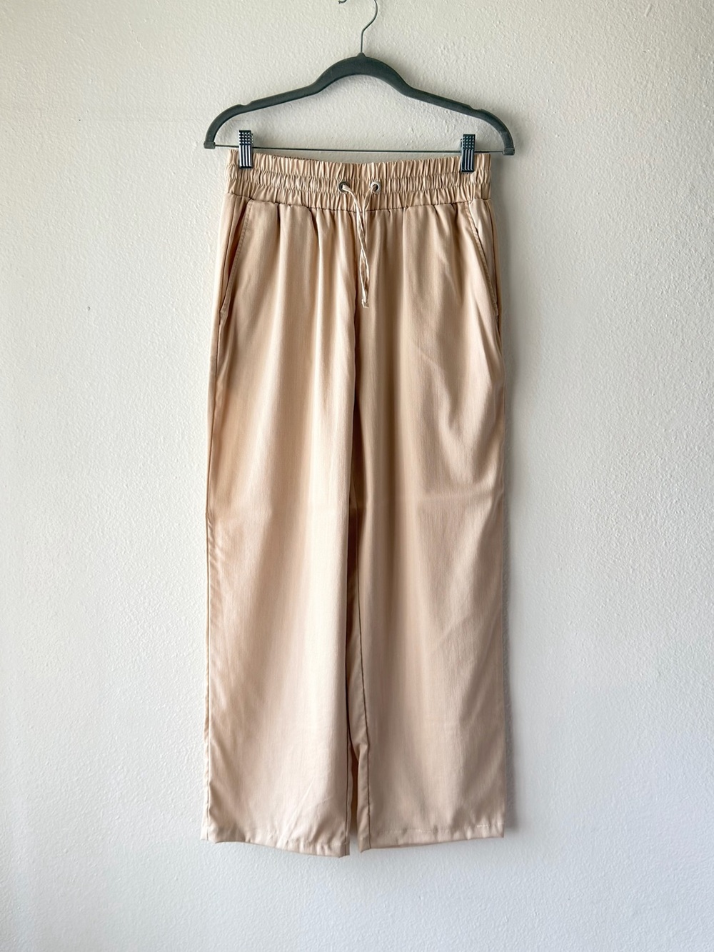 Wide Leg Drawstring Pants in Beige